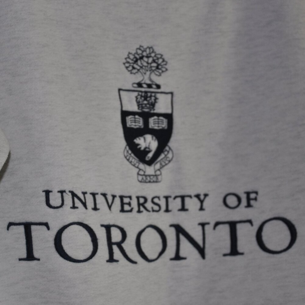 University of Toronto Varsity Light Grey Crew Neck EMBROIDERED SWEATER M - Picture 3 of 5